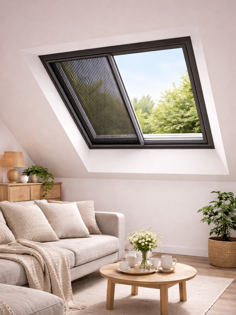 Fliegengitter für Dachfenster Passgenau, leicht bedienbar – optional mit Sichtschutz.